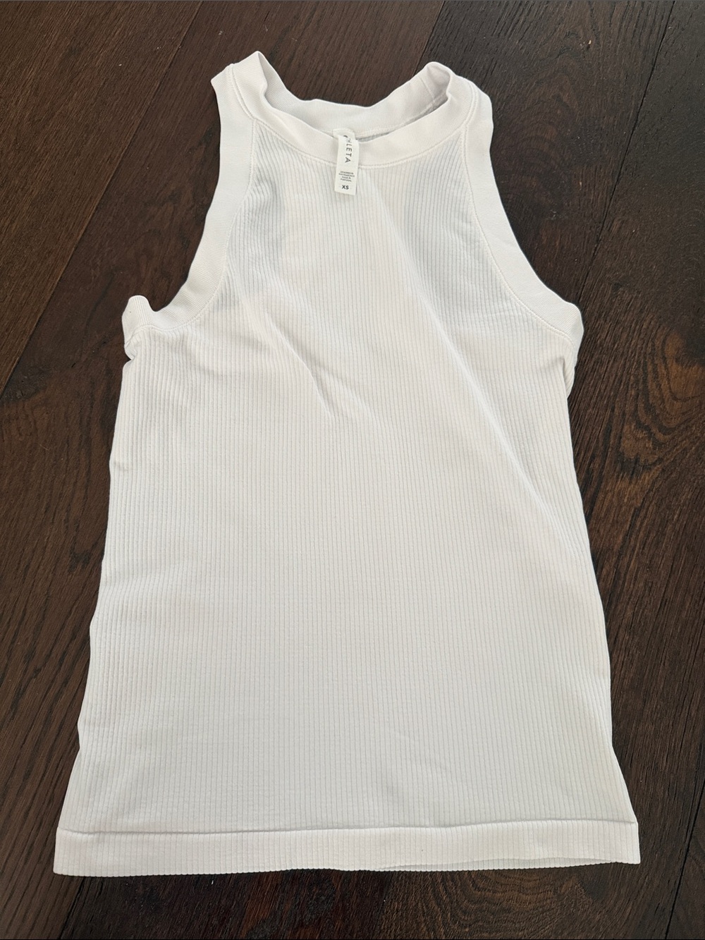 Athleta White Ribbed Racerback Tank Top